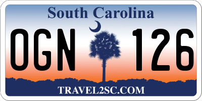 SC license plate OGN126