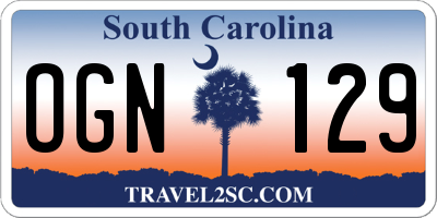SC license plate OGN129