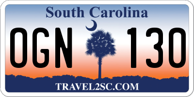 SC license plate OGN130