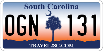 SC license plate OGN131