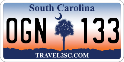 SC license plate OGN133