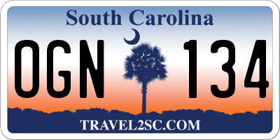 SC license plate OGN134
