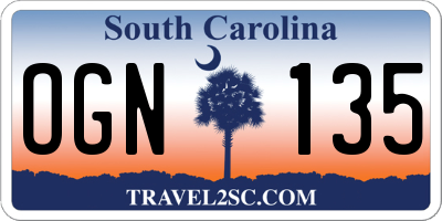 SC license plate OGN135
