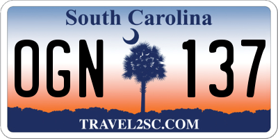 SC license plate OGN137