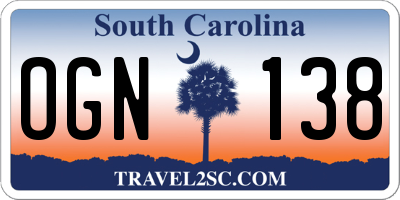 SC license plate OGN138