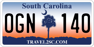 SC license plate OGN140