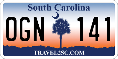 SC license plate OGN141