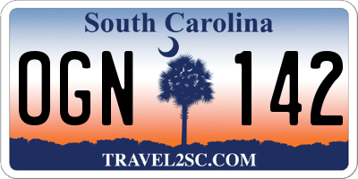 SC license plate OGN142