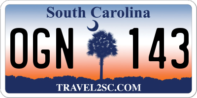 SC license plate OGN143