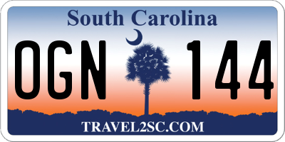 SC license plate OGN144
