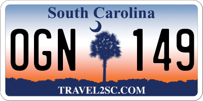 SC license plate OGN149