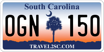 SC license plate OGN150