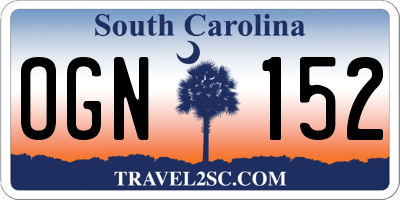 SC license plate OGN152