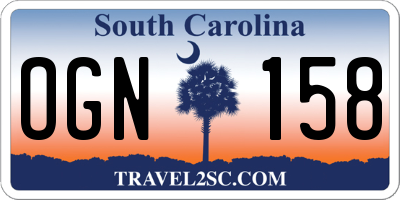 SC license plate OGN158