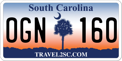 SC license plate OGN160