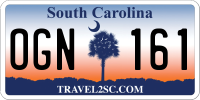 SC license plate OGN161