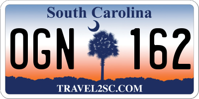 SC license plate OGN162
