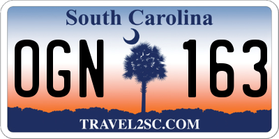 SC license plate OGN163