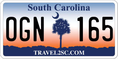 SC license plate OGN165
