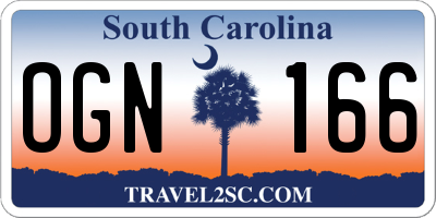 SC license plate OGN166