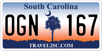 SC license plate OGN167