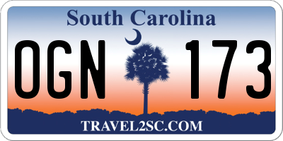 SC license plate OGN173