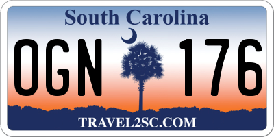 SC license plate OGN176