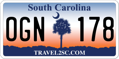 SC license plate OGN178
