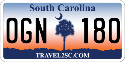 SC license plate OGN180
