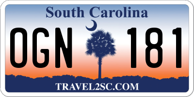 SC license plate OGN181