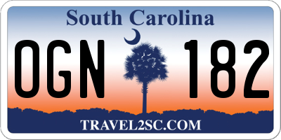 SC license plate OGN182