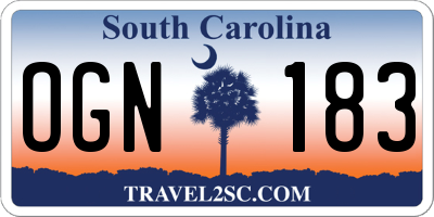 SC license plate OGN183