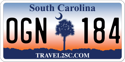 SC license plate OGN184