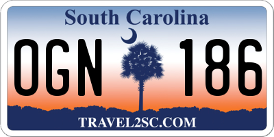 SC license plate OGN186