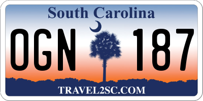 SC license plate OGN187