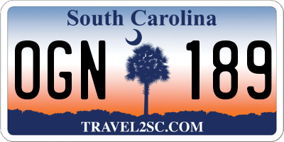 SC license plate OGN189