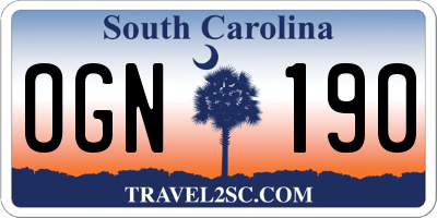 SC license plate OGN190