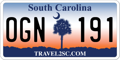 SC license plate OGN191