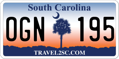 SC license plate OGN195