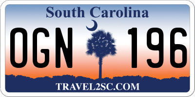 SC license plate OGN196
