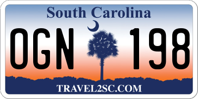SC license plate OGN198