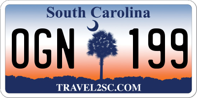 SC license plate OGN199