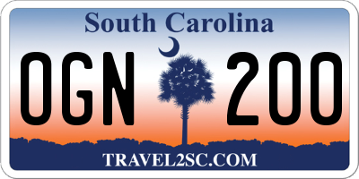 SC license plate OGN200