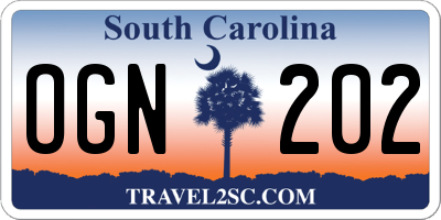 SC license plate OGN202