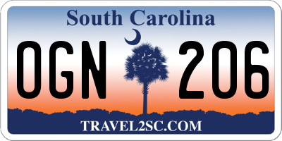 SC license plate OGN206