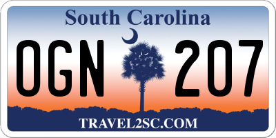 SC license plate OGN207