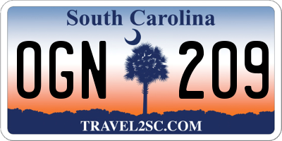 SC license plate OGN209