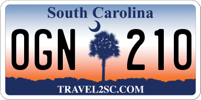 SC license plate OGN210