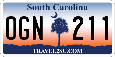 SC license plate OGN211