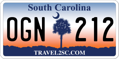 SC license plate OGN212
